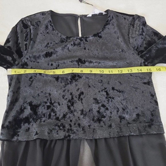 NWT BCBG | BCBGENERATION BLACK VELVET CONTRAST HEM SHEER BLOUSE WOMEN'S XXS - Picture 11 of 11